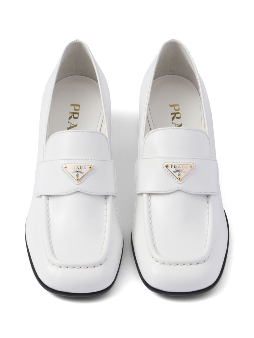 Prada 35mm brushed-leather loafers White