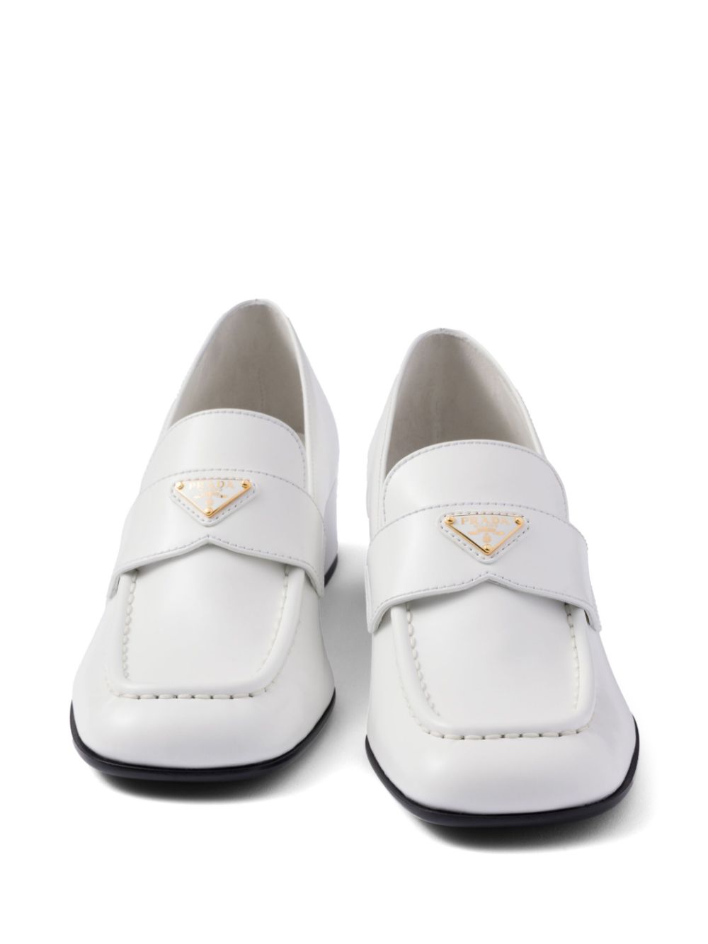 Prada 35mm brushed-leather loafers White