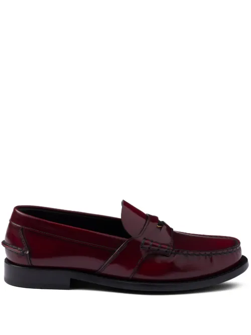 Mocassins en cuir à effet brossé - Prada - Modalova