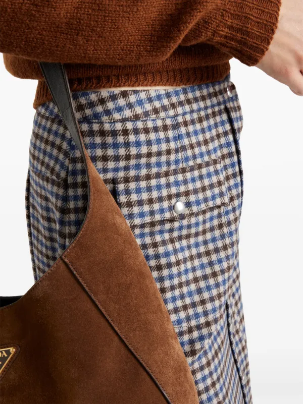 スカート PRADA Prada Virgin Wool Midi Skirt (P103ZESOOO 17N1 F0480) Checked virgin wool midi skirt in beige - Prada | Mytheresa