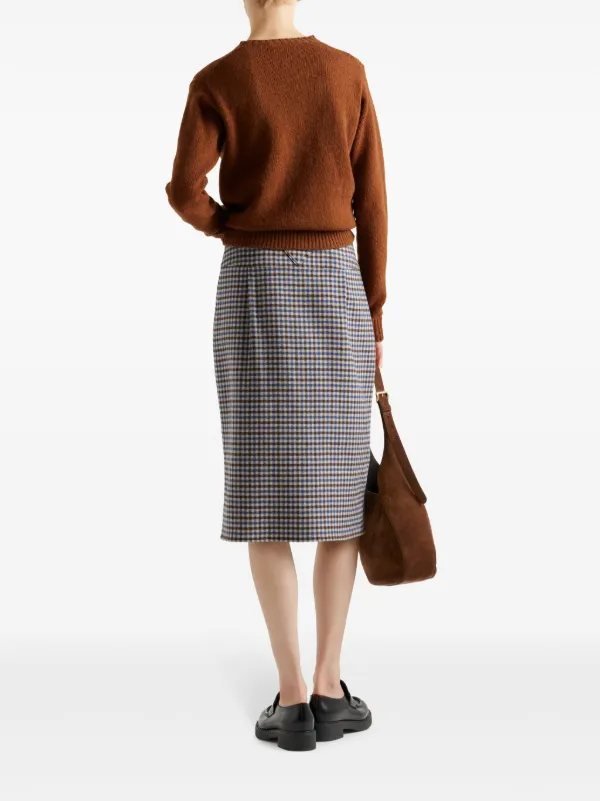 Prada Wool Midi Skirt | Brown | FARFETCH