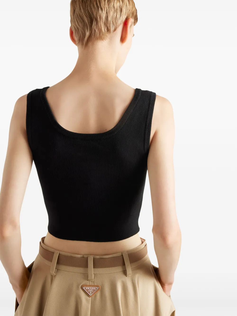 Shop Prada Chino Midi Skirt In Neutrals