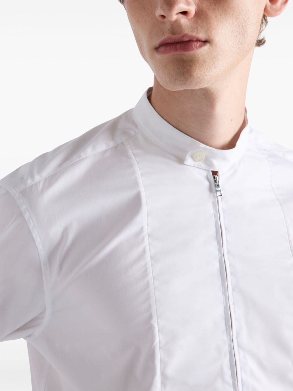 Shop Prada Cotton Shirt In White