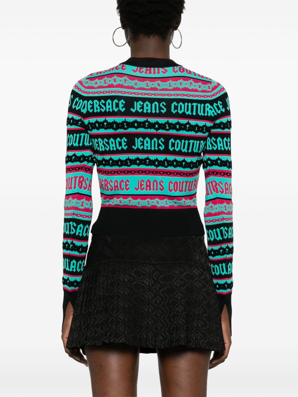 Cheap Versace Jeans Couture logo-jacquard striped sweater Women