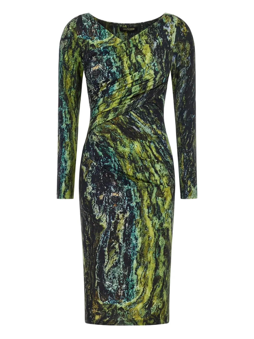 Roberto Cavalli marble-print long-sleeve dress | Green | Image 1