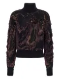 Roberto Cavalli metallic-fringed turtleneck sweater - Black