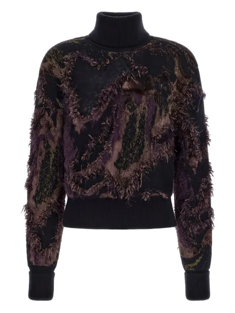 Roberto Cavalli metallic-fringed turtleneck sweater