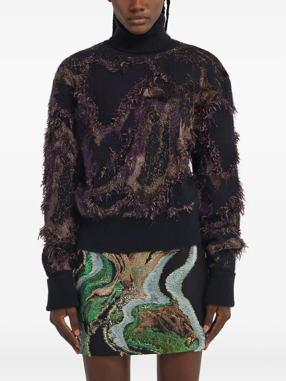 Roberto Cavalli metallic-fringed turtleneck sweater | Knitted Sweaters | Image 2