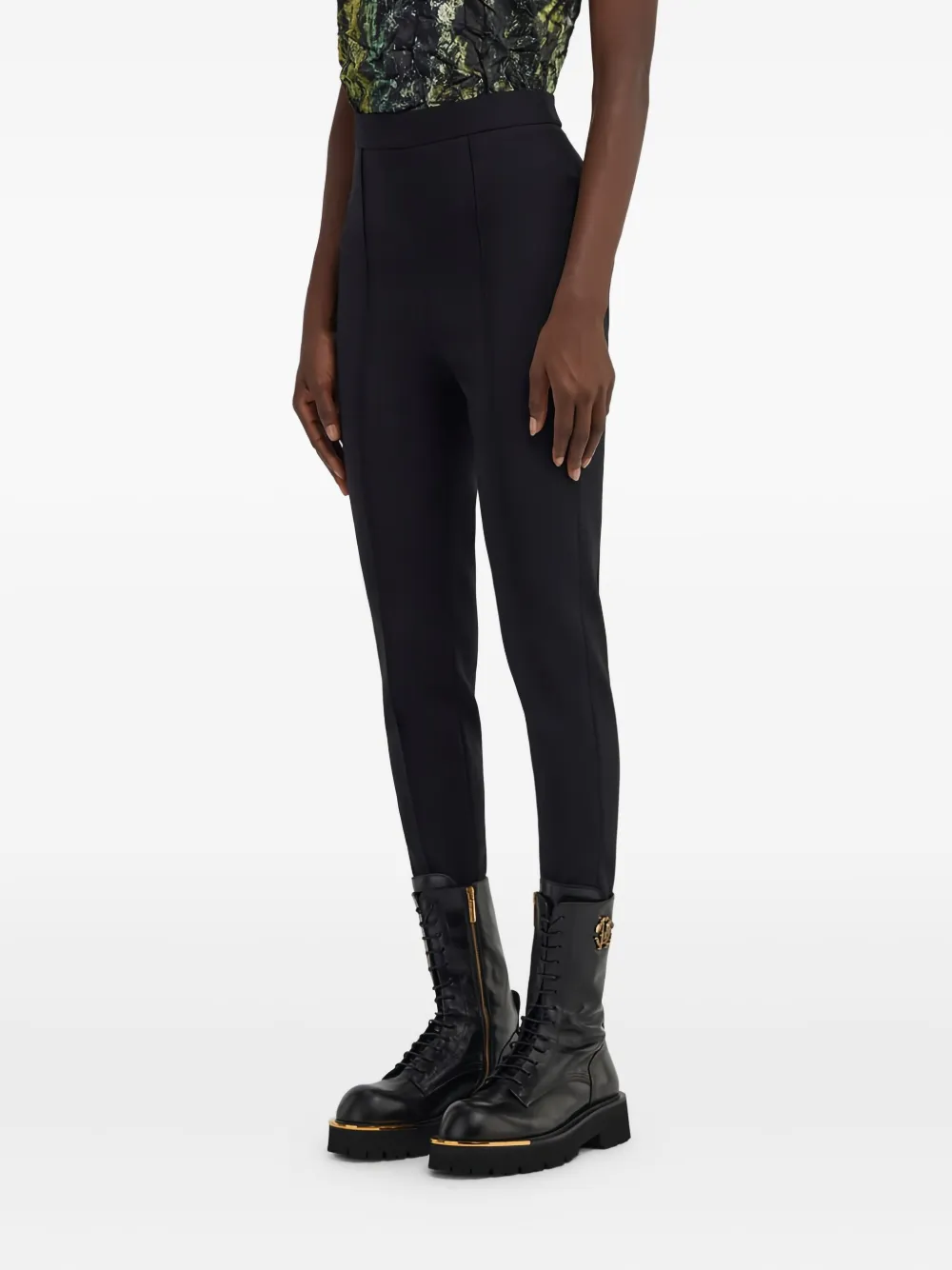 Roberto Cavalli Wollen broek met stirrup detail Zwart