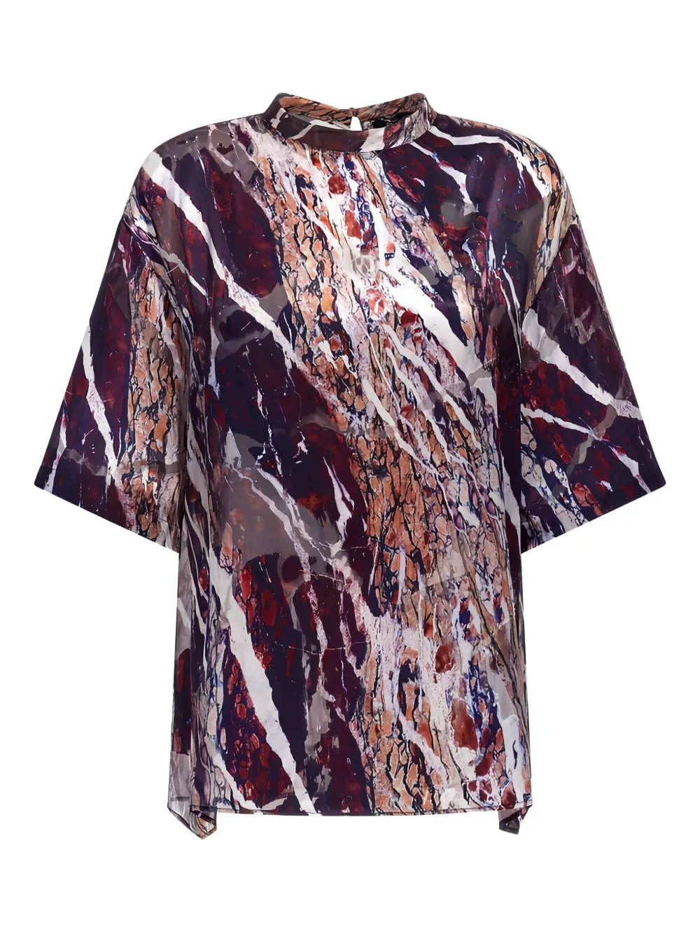 Roberto Cavalli marble-print crew-neck blouse | Purple | Image 1