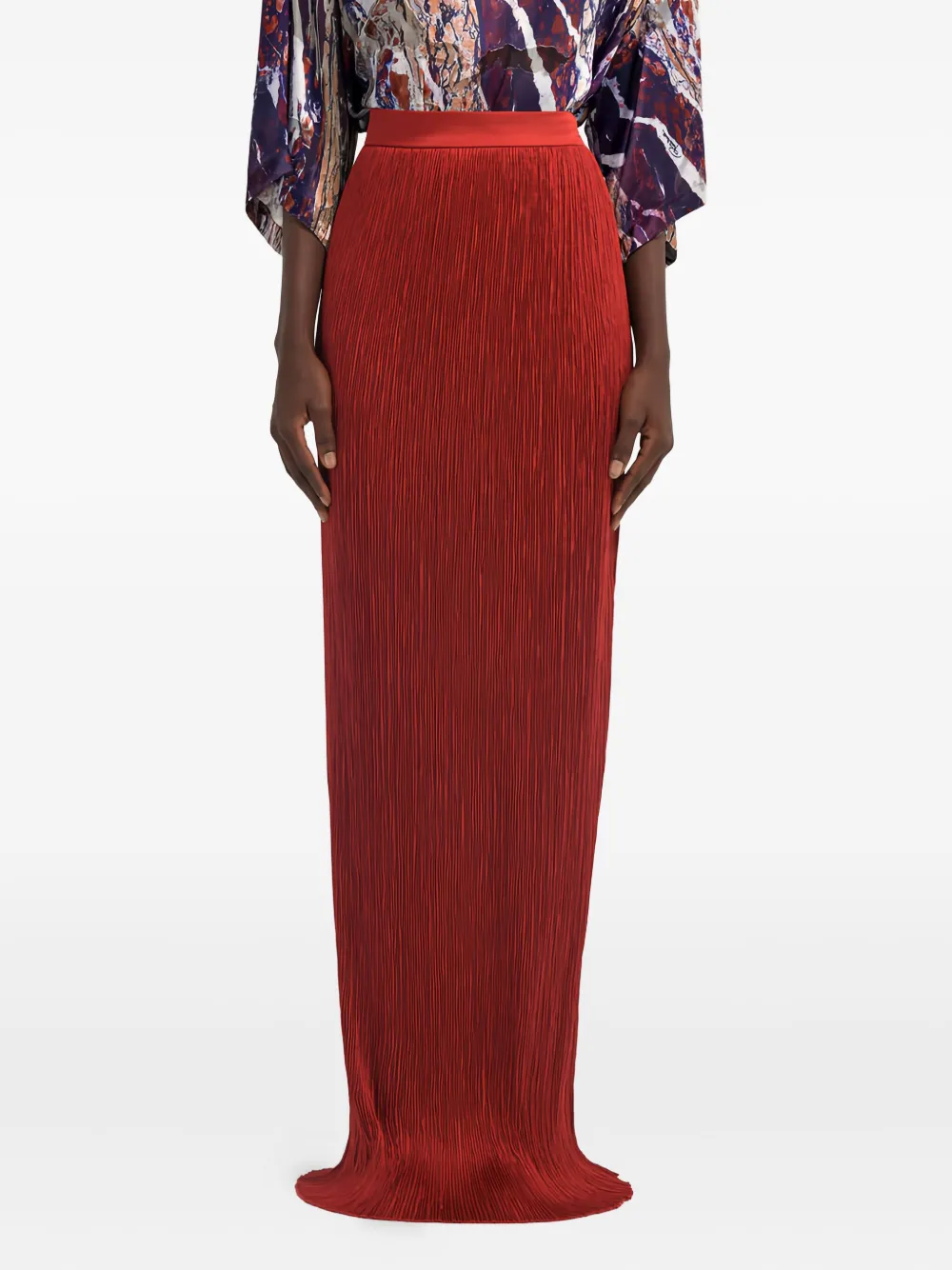 Roberto Cavalli pleated maxi skirt - Rood