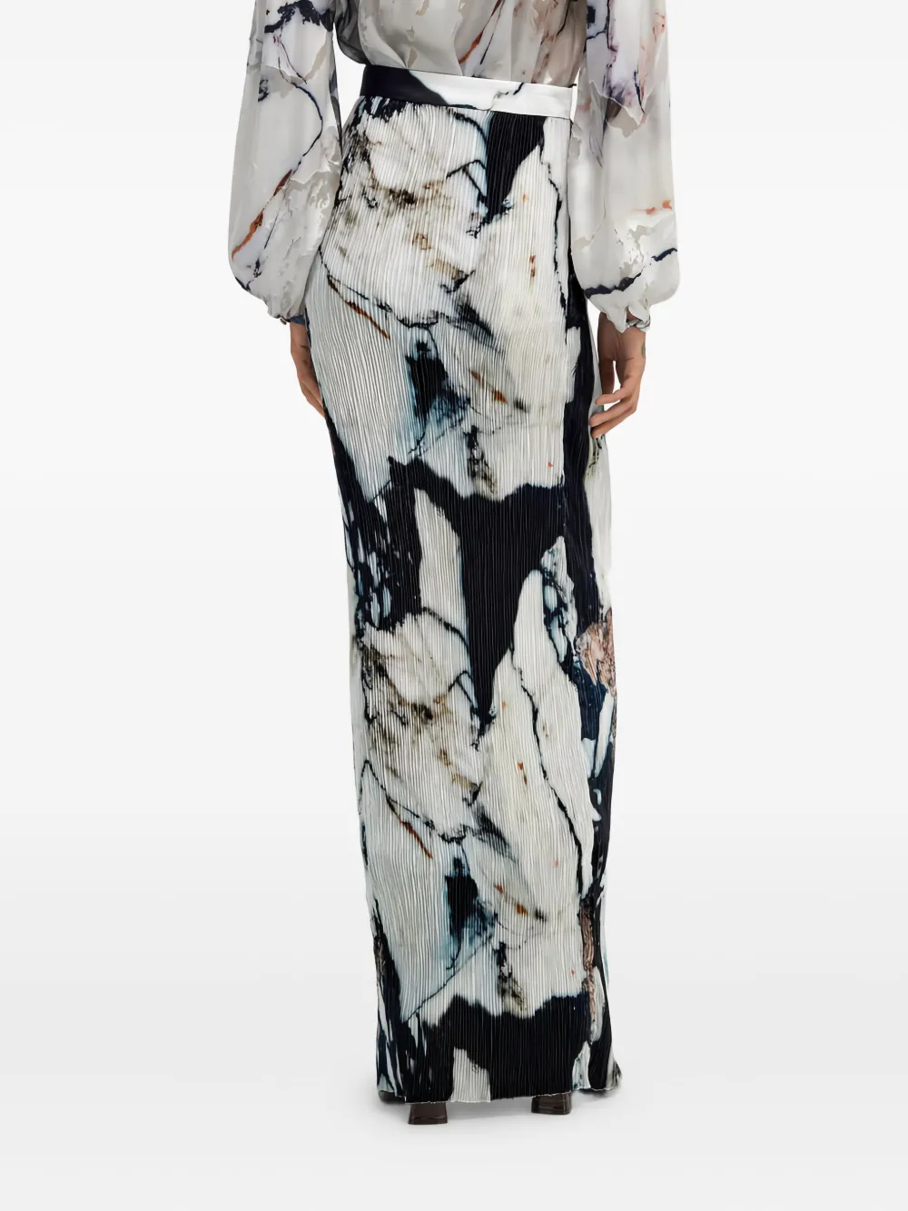 Roberto Cavalli Maxi-rok met marmerprint Zwart