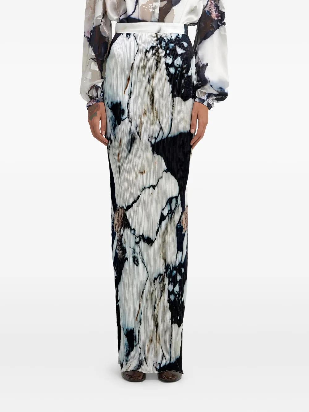 Roberto Cavalli Maxi-rok met marmerprint Zwart