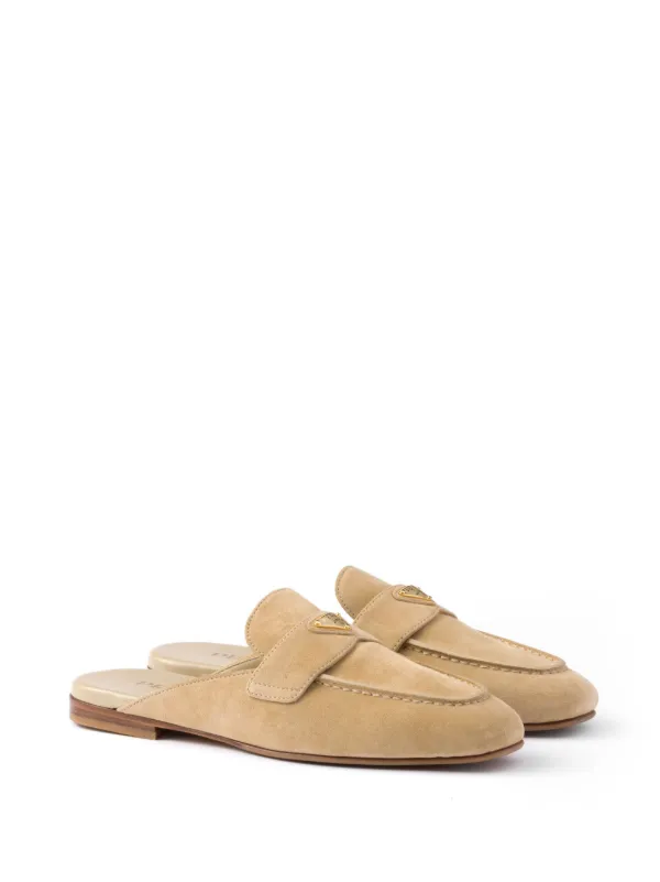 【関税&送料込】Prada Suede Flat Mules Prada Suede Mules | Neutrals | FARFETCH