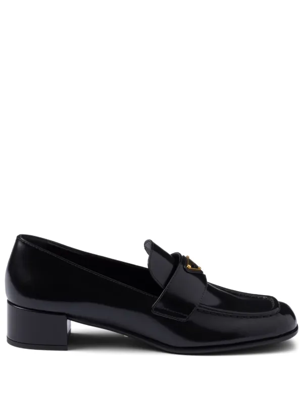 Prada レザーローファー | ブラック | FARFETCH JP