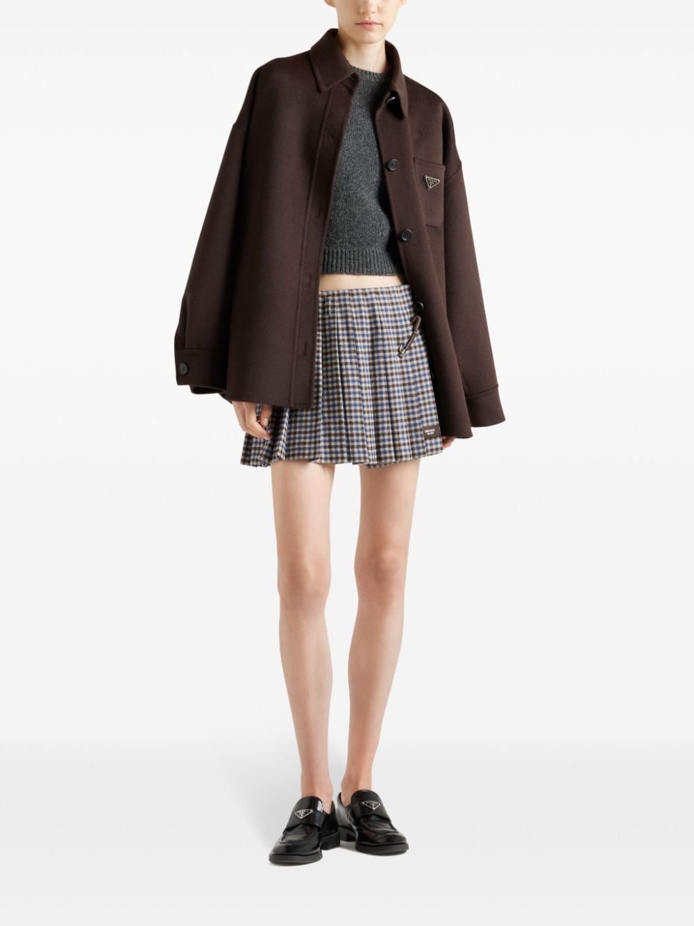 Prada Geruite midi-rok - Bruin