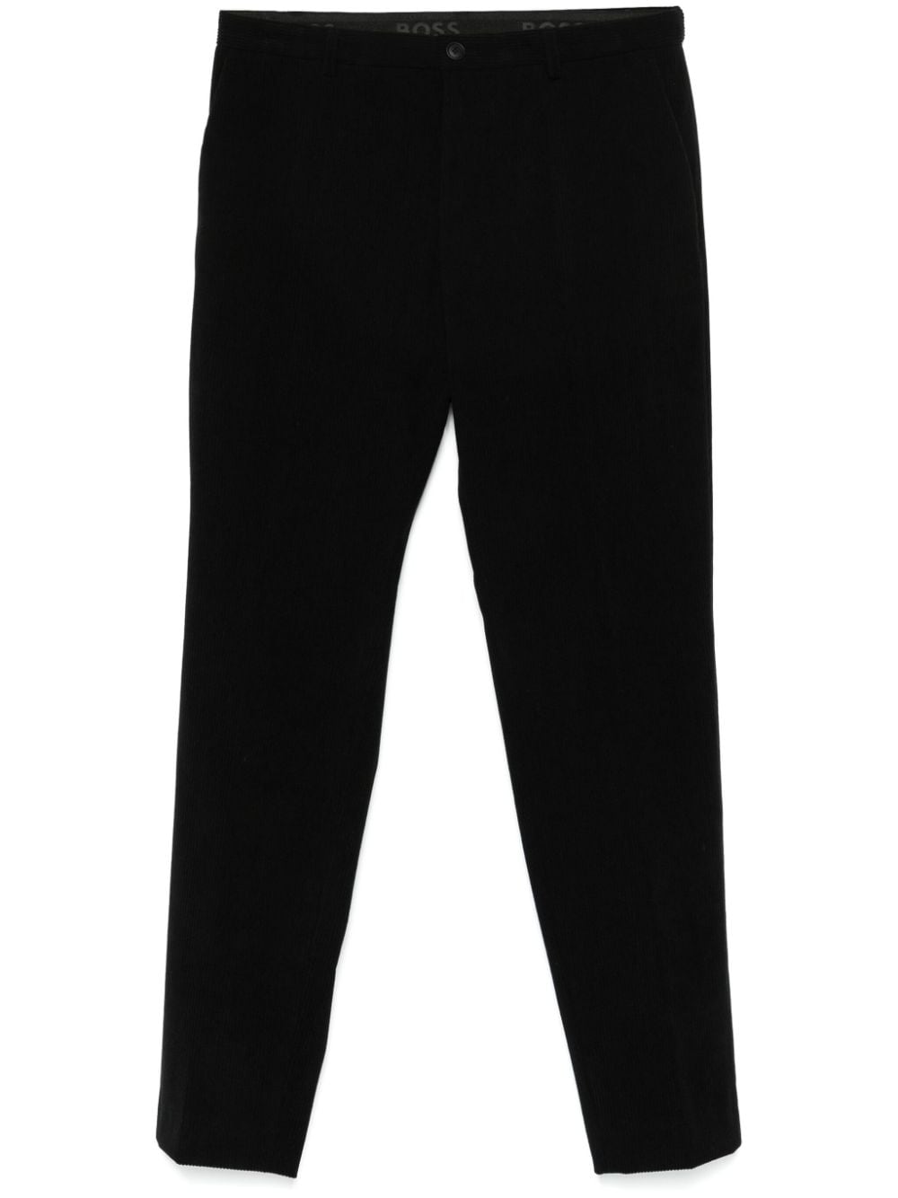 Shop Hugo Boss Slim-cut Corduroy Trousers In Black