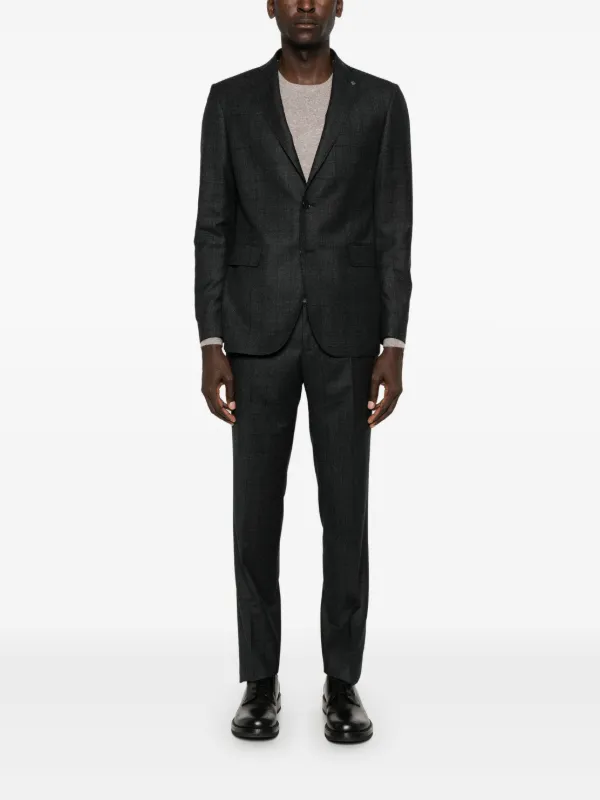 美品>TAGLIATORE グレー チェック ウール スーツ サイズ48 美品