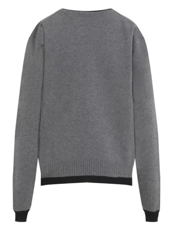 Miu Miu V-neck logo-embroidered Sweater | Grey | FARFETCH