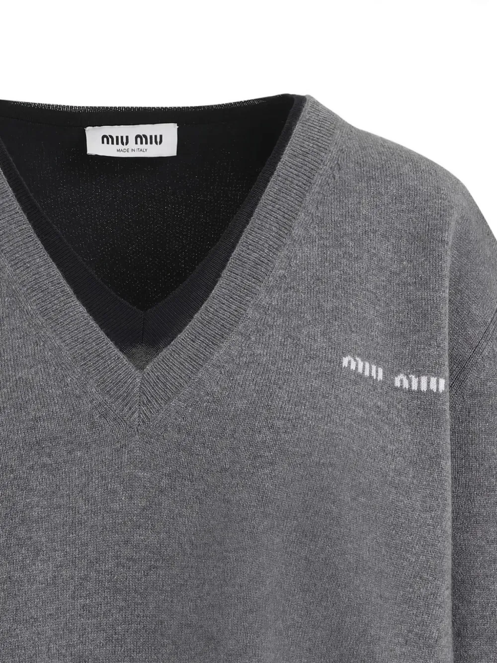 Miu Miu Grey Cashmere Pullover In Gray