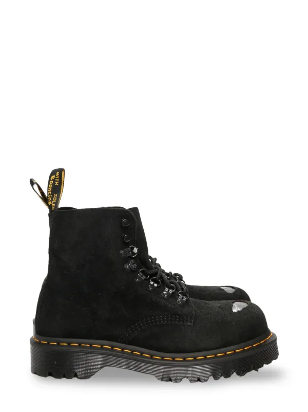 Martens Suede lace-up Boots Negro FARFETCH CO