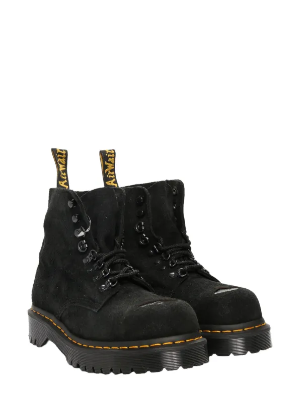 Martens Suede lace-up Boots Negro FARFETCH CO