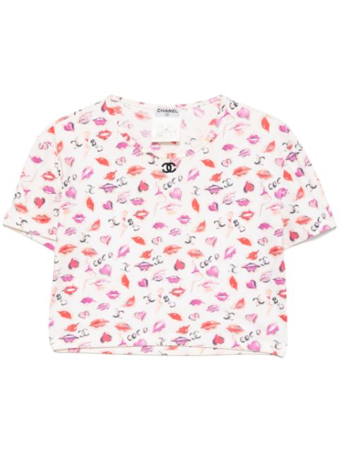 CHANEL 1995 Lipstick Cropped T-shirt Top Women