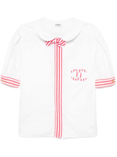 CHANEL 1990-2000s striped short-sleeves shirt Women