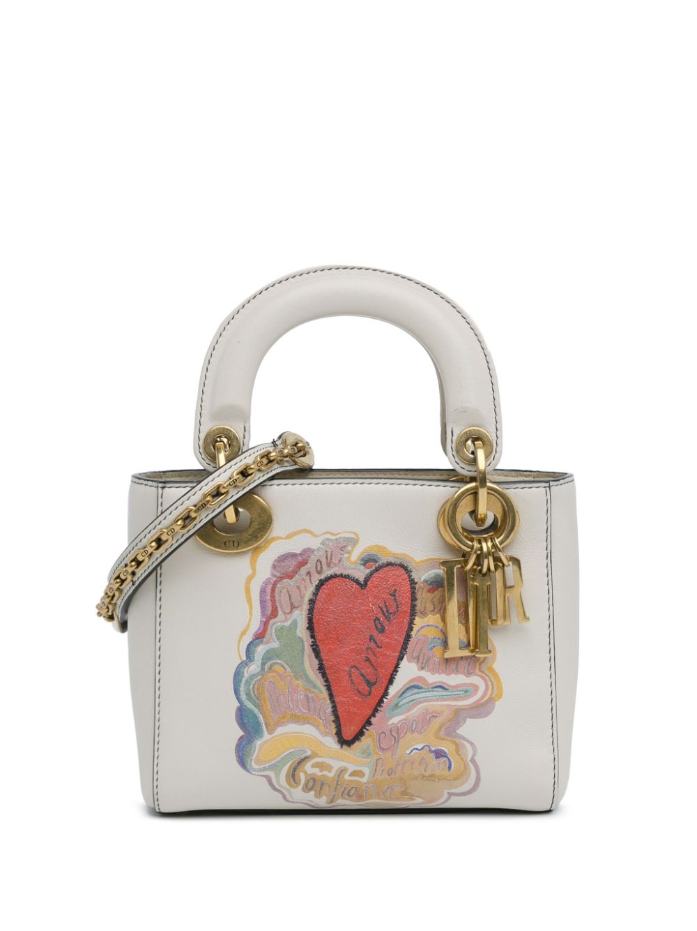 Christian Dior Pre-Owned 2018 Niki De Saint Phalle Mini Calfskin Dioramour Lady Dior satchel - White