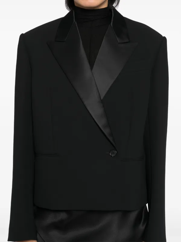 スーツ KHAITE Women Suit Jackets 61424092W4092 200 BLACK Khaite Women's Black The Malek Asymmetric Tuxedo Blazer