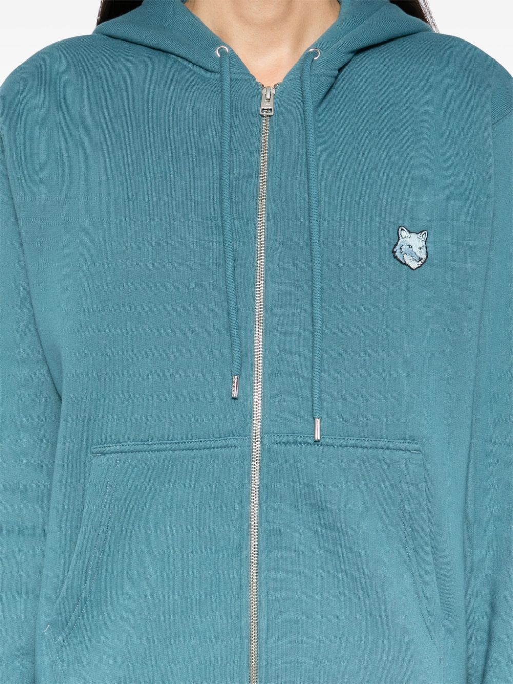 Shop Maison Kitsuné Bold Fox Head Patch Comfort Hooded Jacket In Lake Blue