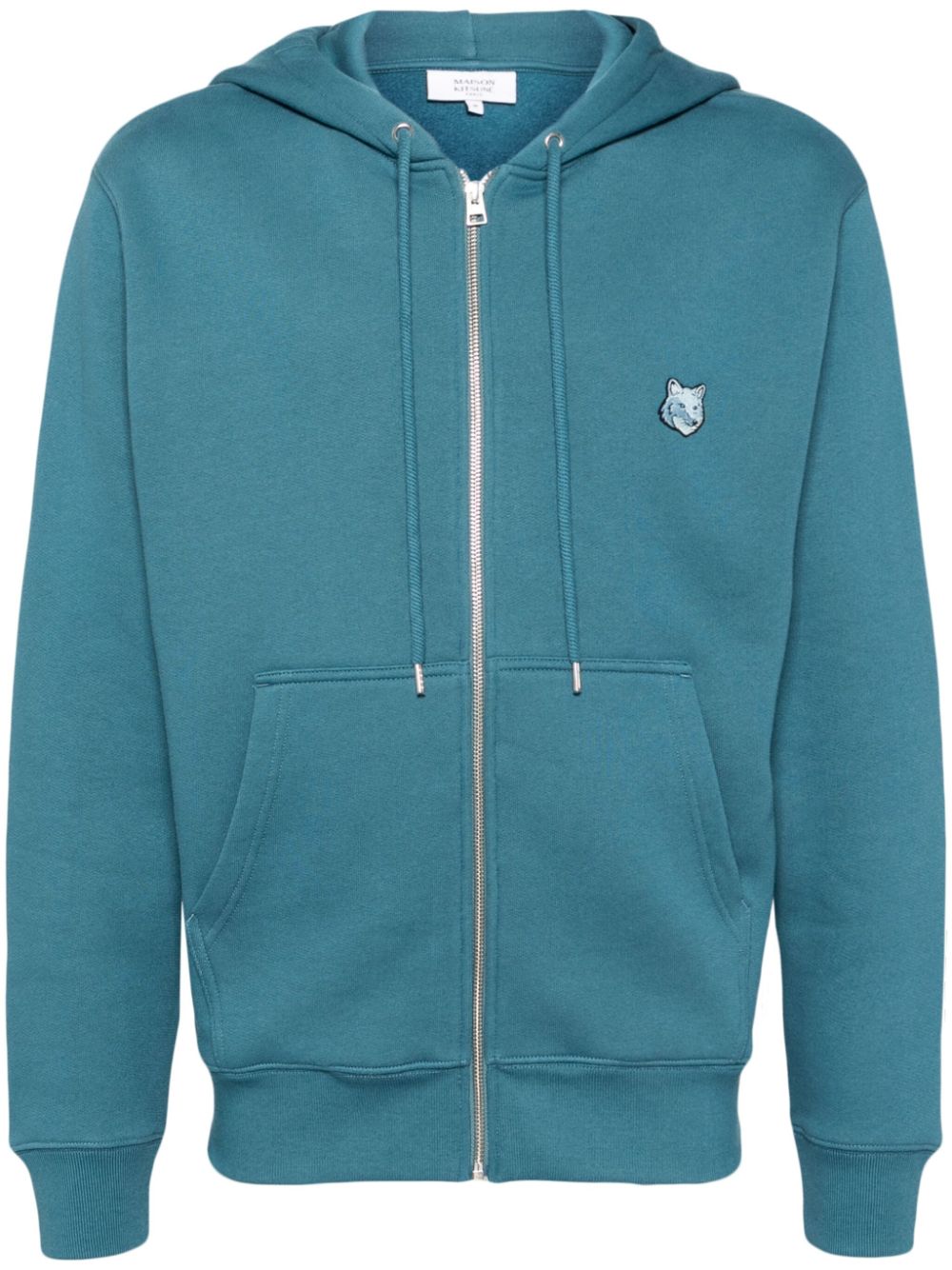 Shop Maison Kitsuné Bold Fox Head Patch Comfort Hooded Jacket In Lake Blue