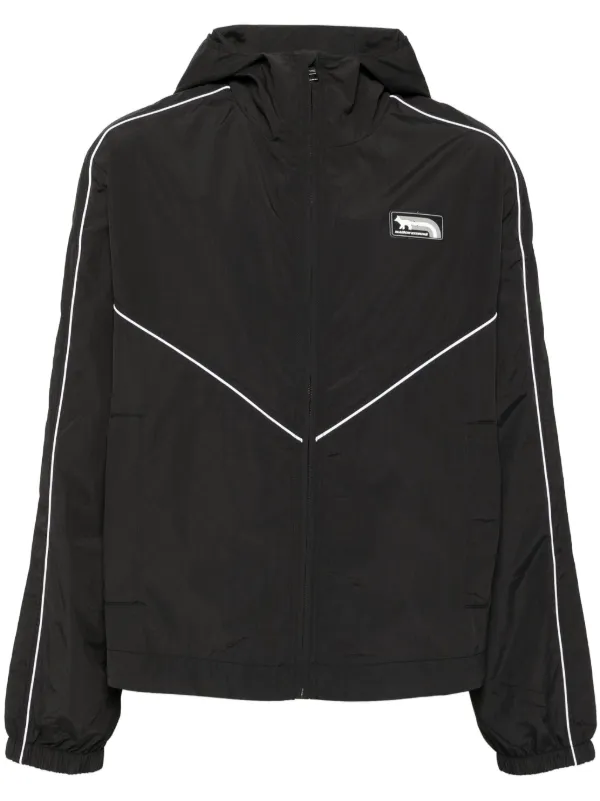 Maison Kitsuné Contrast Piping Hooded Jacket | Black | FARFETCH