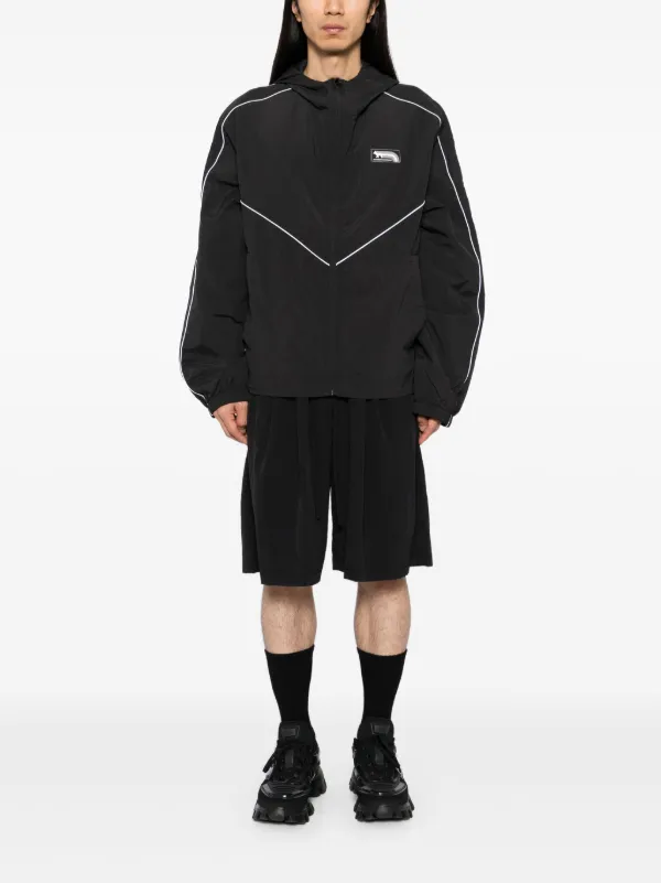 Maison Kitsuné Contrast Piping Hooded Jacket | Black | FARFETCH