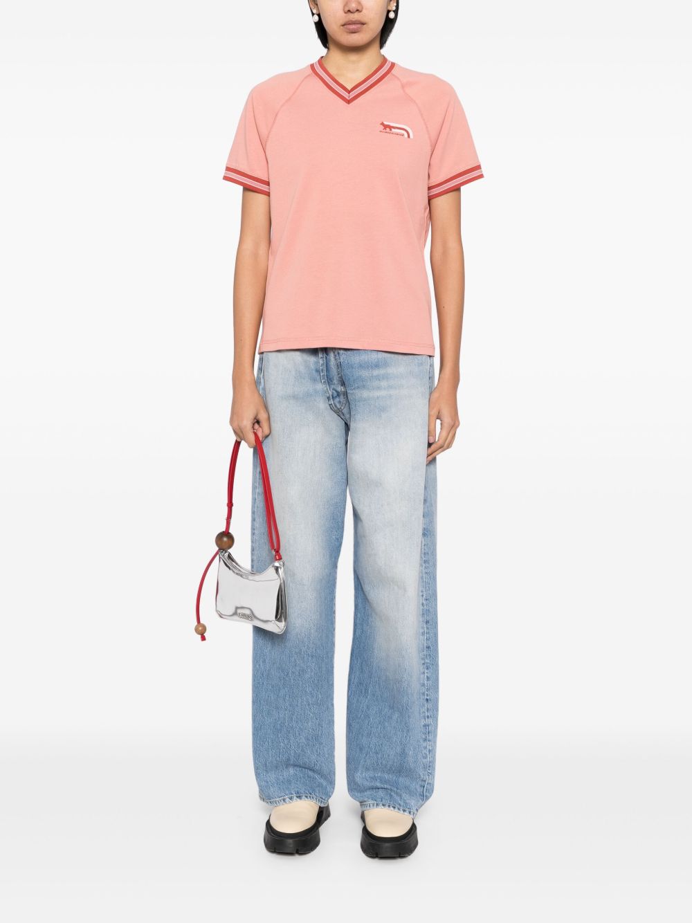 Maison Kitsuné Flash Fox T-shirt - Roze