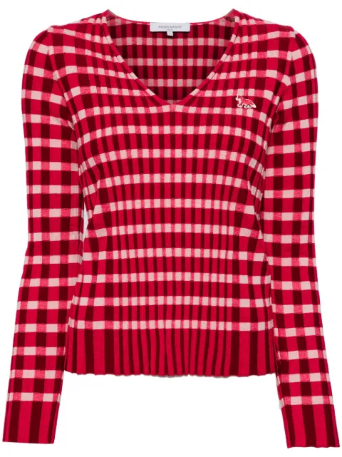 Maison Kitsune checked ribbed jumper Women