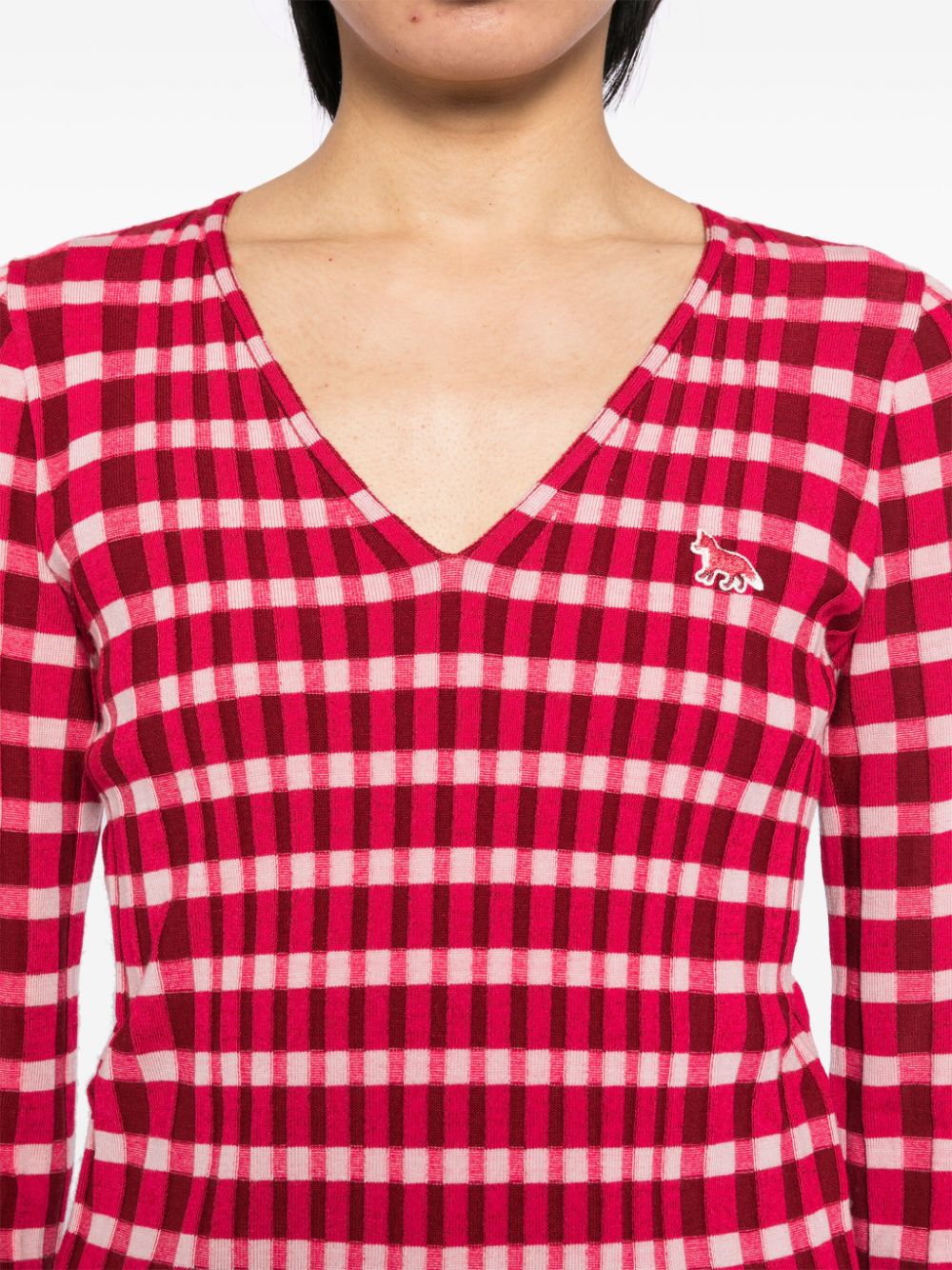 Maison Kitsune checked ribbed jumper Women