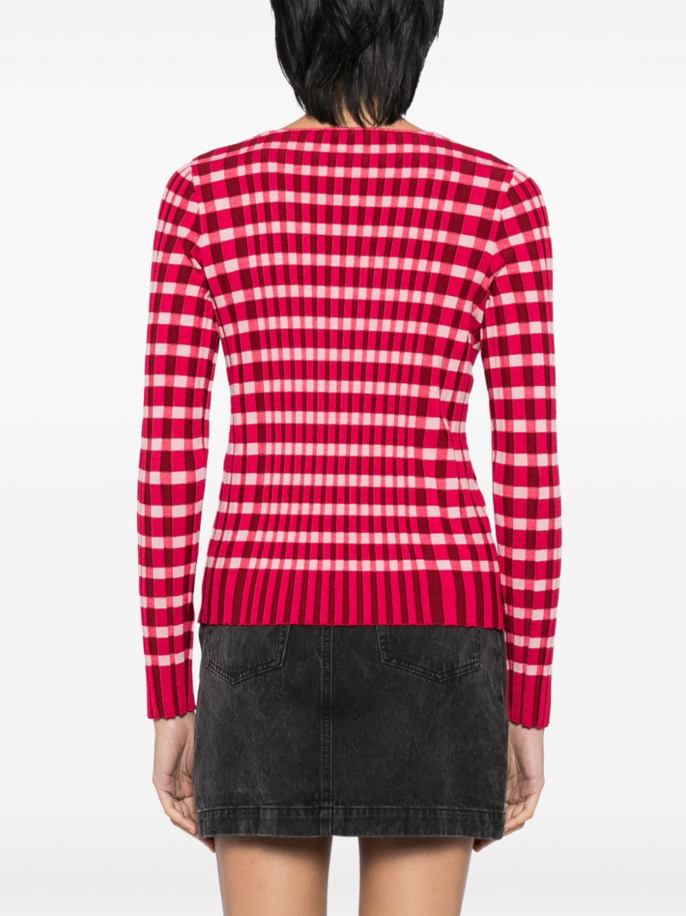 Maison Kitsune checked ribbed jumper Women