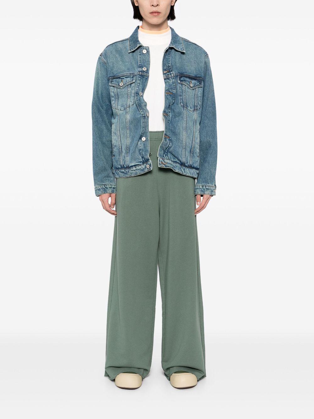 MM6 Maison Margiela embroidered logo wide-leg trousers - Green