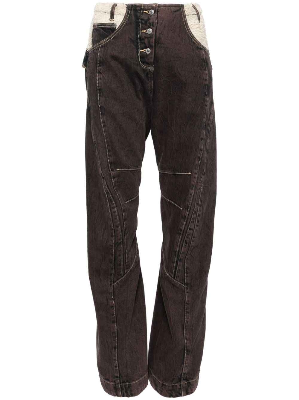 Kiko Kostadinov patchwork-design jeans - Brown