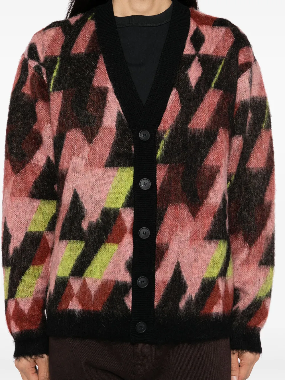 Shop Maison Kitsuné Graphic Cardigan In Pink