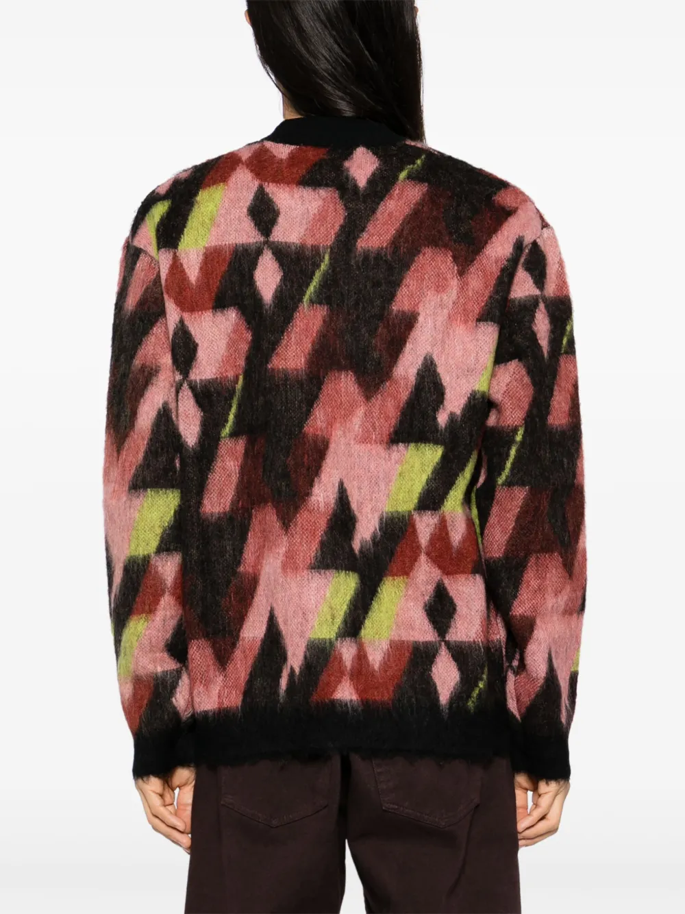 Shop Maison Kitsuné Graphic Cardigan In Pink