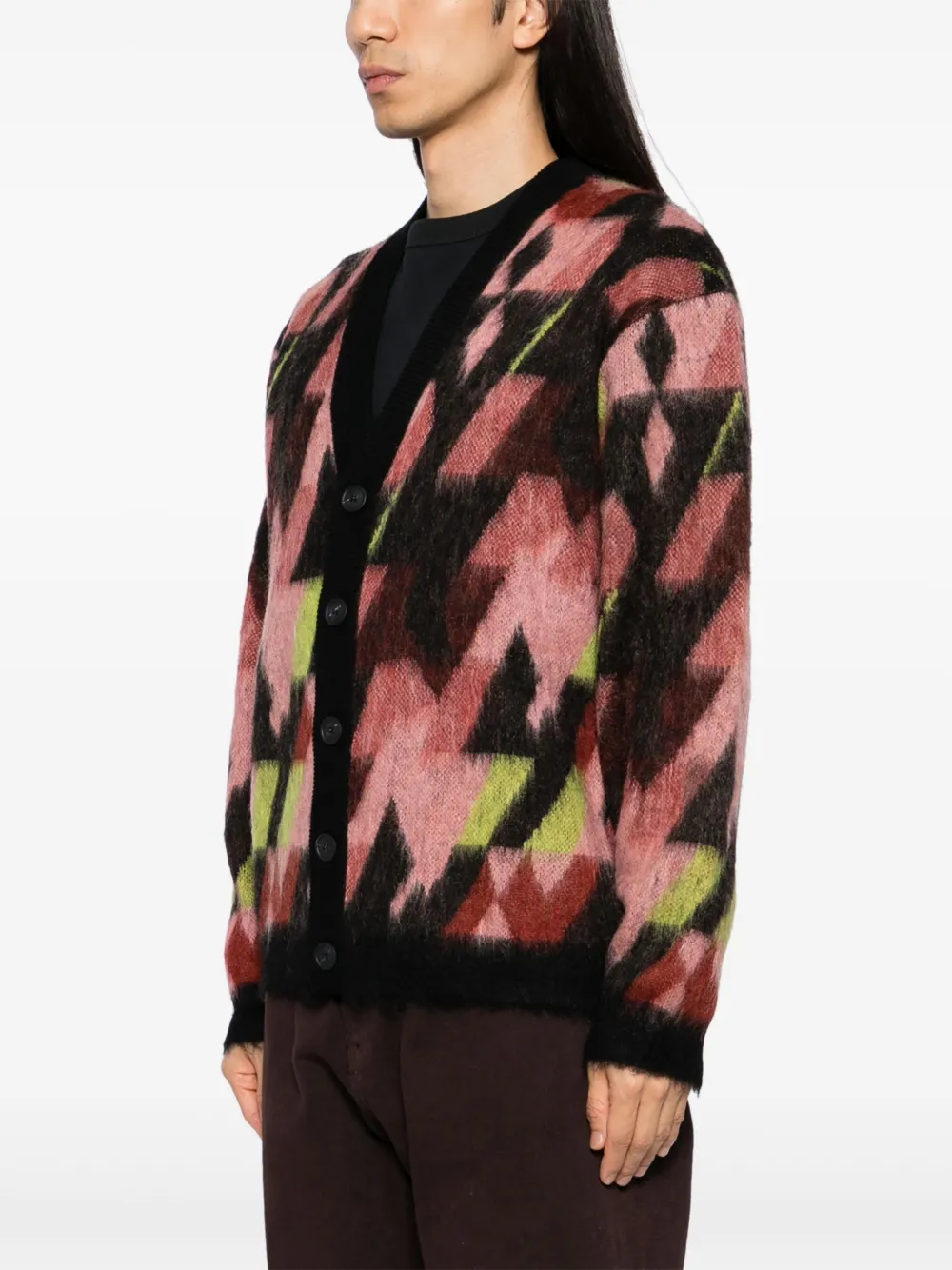 Shop Maison Kitsuné Graphic Cardigan In Pink