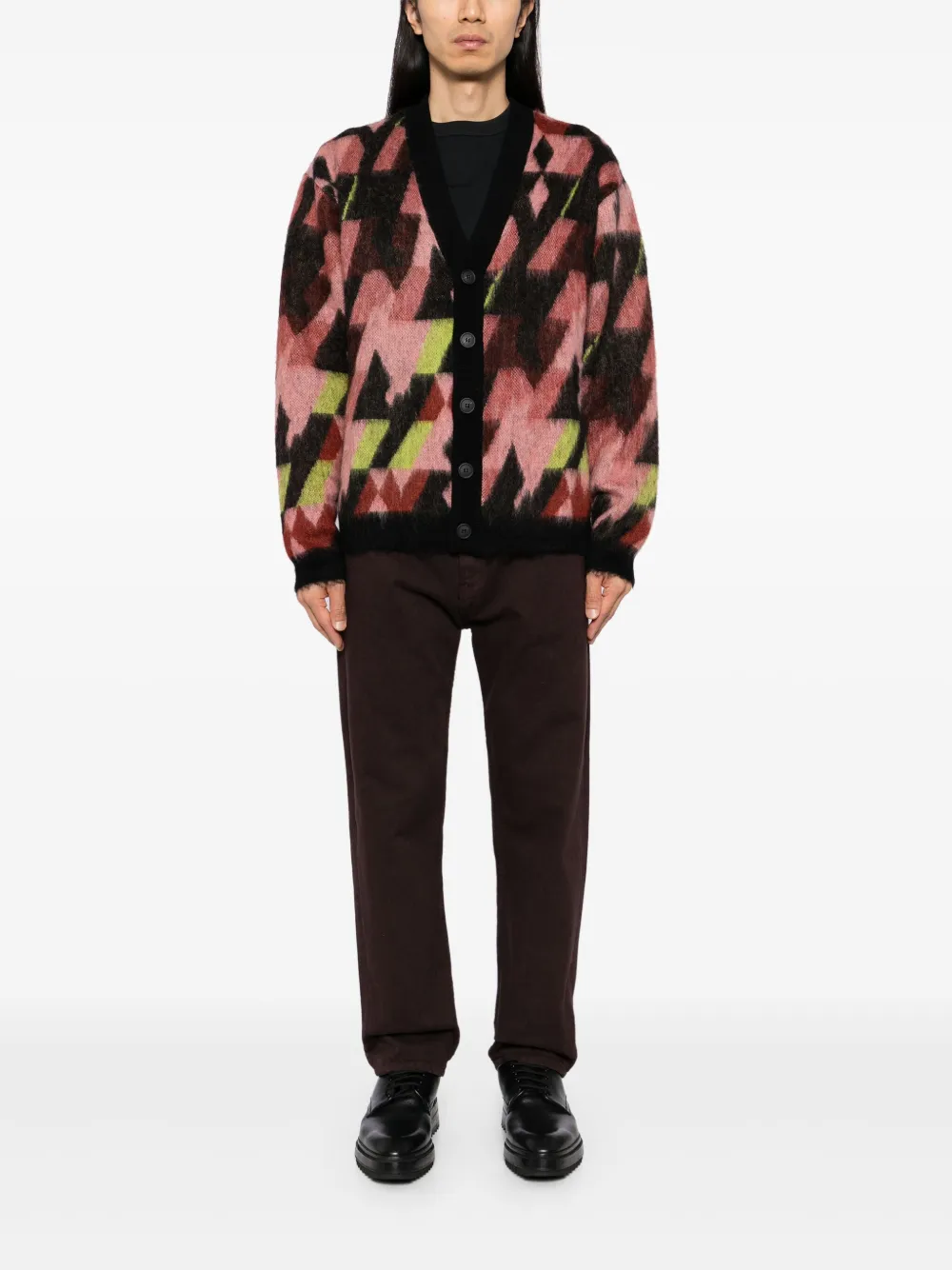 Shop Maison Kitsuné Graphic Cardigan In Pink