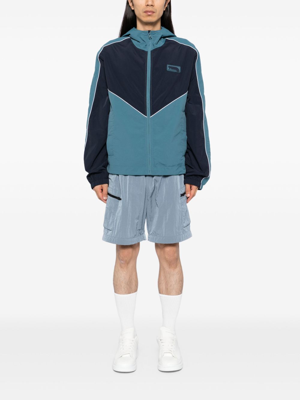 Maison Kitsuné Jack met contrasterende capuchon - Blauw