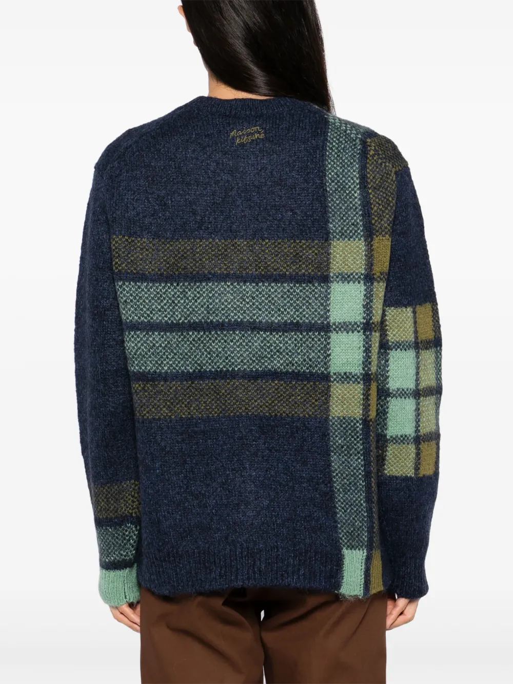 Maison Kitsuné Geruite intarsia trui Blauw