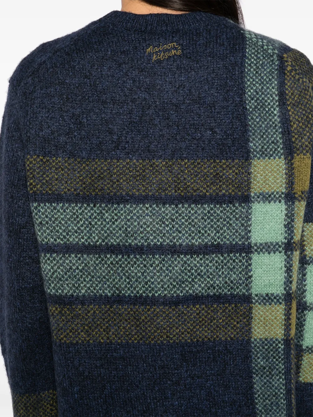 Maison Kitsuné Geruite intarsia trui Blauw