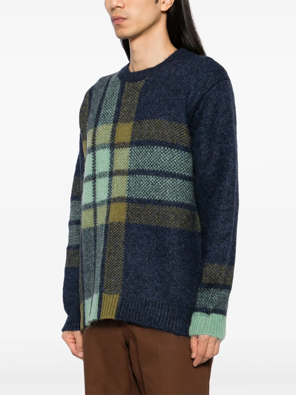 Maison Kitsuné Geruite intarsia trui Blauw