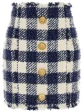Balmain tweed buttoned mini skirt - Blue