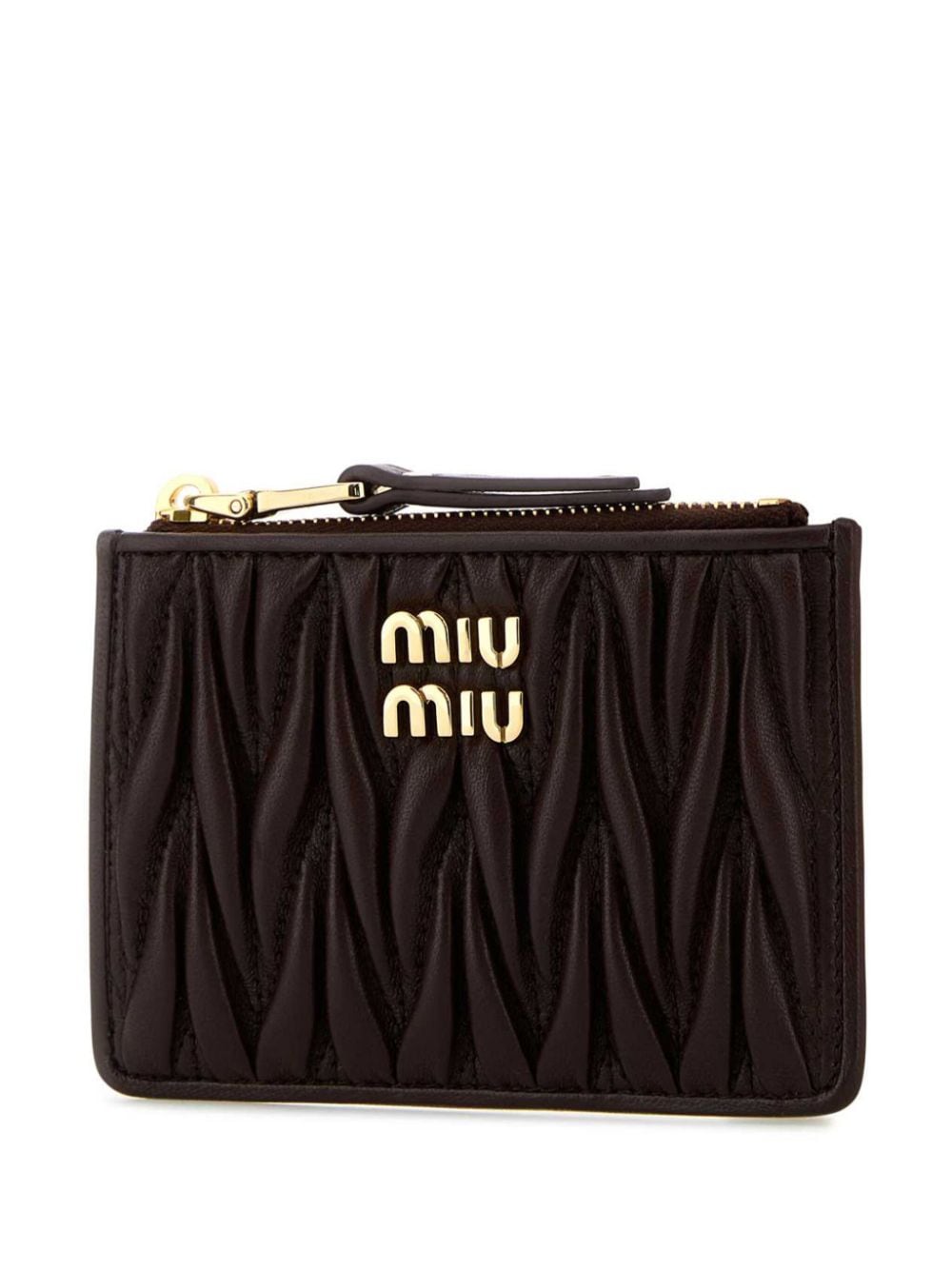 Shop Miu Miu Matelassé-effect Wallet In Braun